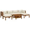 vidaXL Set de muebles de jard&iacute;n 7 pzas con coj&iacute;n crema acacia maciza
