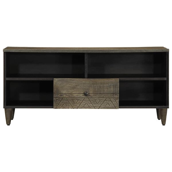 vidaXL Mueble de TV madera maciza de mango negro 100x33x46 cm