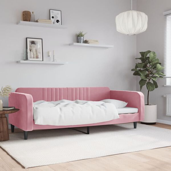 vidaXL Sof&aacute; cama sin colch&oacute;n terciopelo rosa 90x200 cm