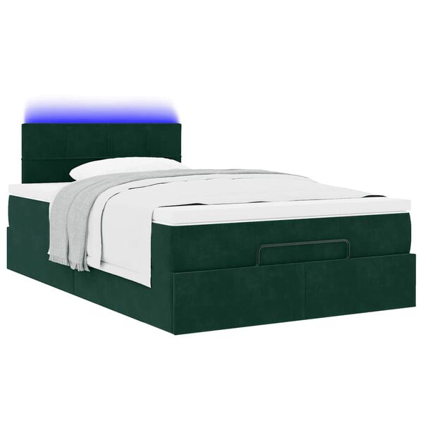 vidaXL Estructura cama otomana colch&oacute;n terciopelo verde oscuro