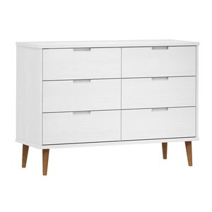 vidaXL Mesita de noche MOLDE madera maciza de pino blanca 113x40x80 cm