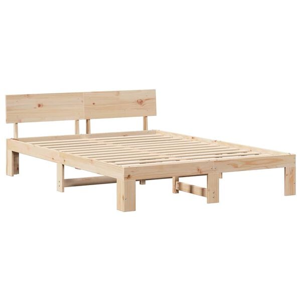 vidaXL Estructura de cama Natural 160 x 200 cm Madera de pino macizo