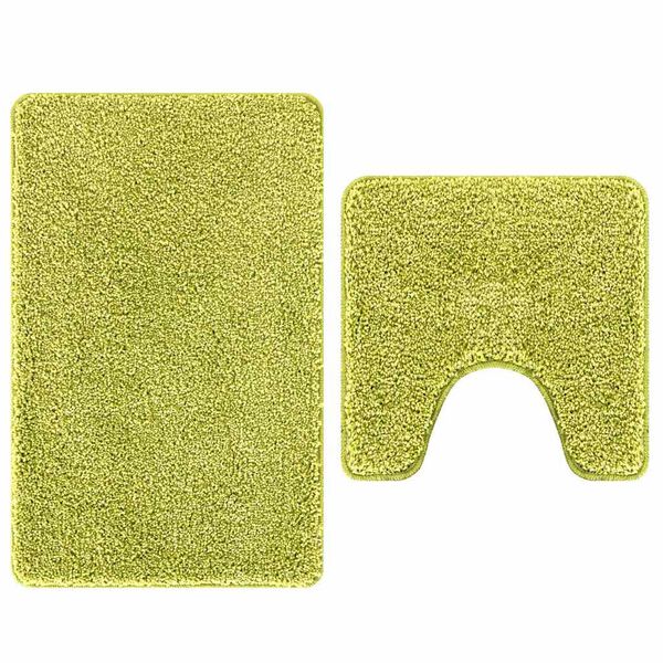 vidaXL Conjunto de alfombra de ba&ntilde;o antideslizante 2 pcs Verde PP