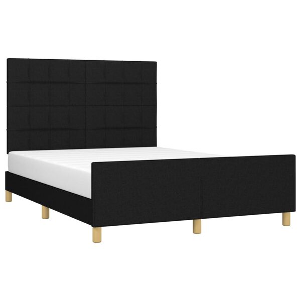 vidaXL Cama sin colch&oacute;n tela negro 140x190 cm