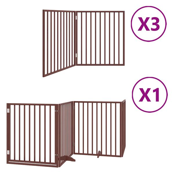 vidaXL Puerta de perros plegable 10 paneles madera &aacute;lamo marr&oacute;n 800 cm