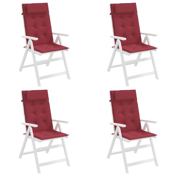 vidaXL Cojines de silla con respaldo alto 4 uds tela Oxford rojo tinto