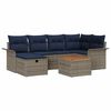 vidaXL Conjunto de sof&aacute;s de jard&iacute;n 7 uds. Gris rat&aacute;n sint&eacute;tico