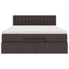 vidaXL Cama otomana con colch&oacute;n LED marr&oacute;n oscuro 140x190 cm tela