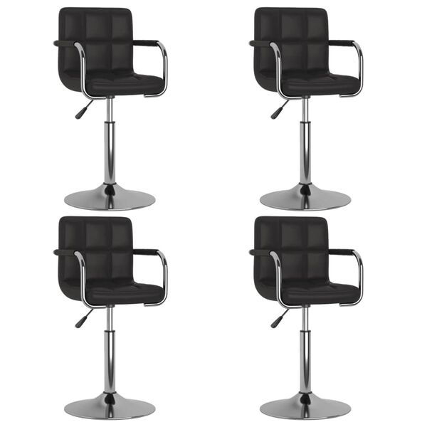 vidaXL Sillas de comedor giratorias 4 unidades cuero sint&eacute;tico negro