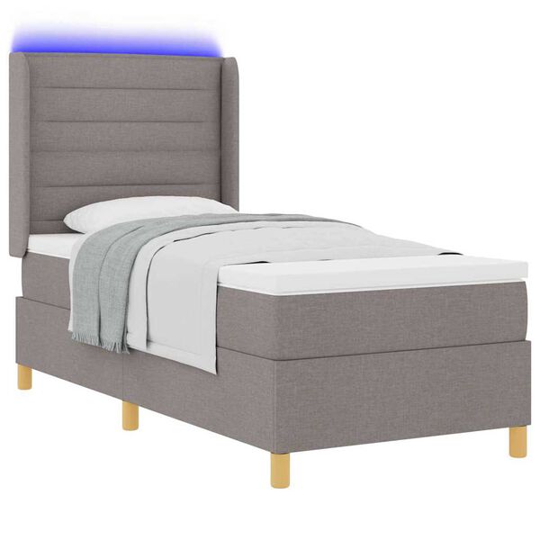 vidaXL Cama tipo Box Spring con colch&oacute;n Taup&eacute; 100 x 200 cm tela