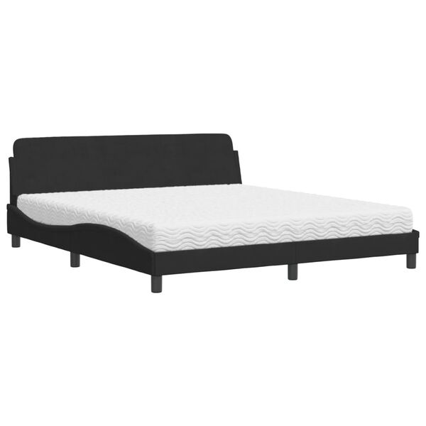 vidaXL Cama con colchón Dover terciopelo negro 180x200 cm