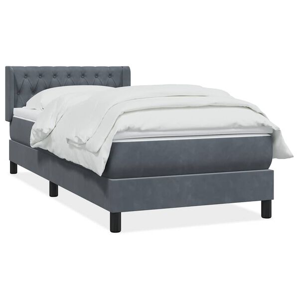vidaXL Cama box spring con colch&oacute;n terciopelo gris oscuro 90x210 cm