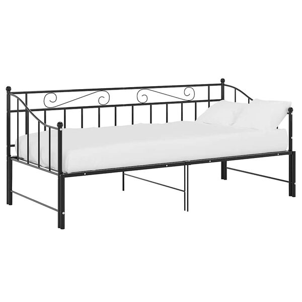 vidaXL Estructura sof&aacute; cama extra&iacute;ble sin colch&oacute;n metal negro 90x200cm