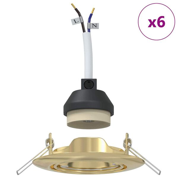 vidaXL Foco 6 pcs Dorado 9 x 9 x 2.5 cm Metal