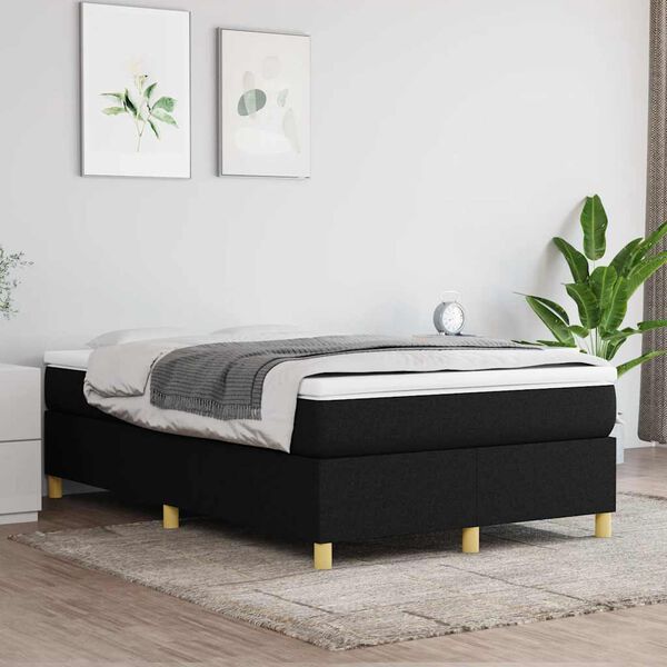 vidaXL Cama box spring con colch&oacute;n tela negro 120x190 cm