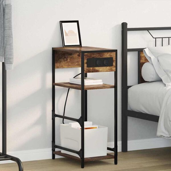 vidaXL Armario de Noche Roble ahumado 40 x 27 x 76 cm