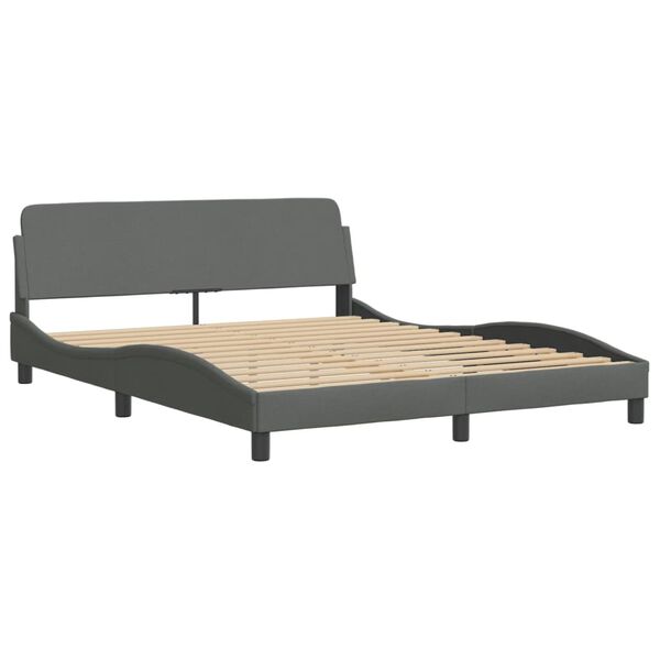 vidaXL Cama con colchón Dover de tela gris oscuro 160x200 cm