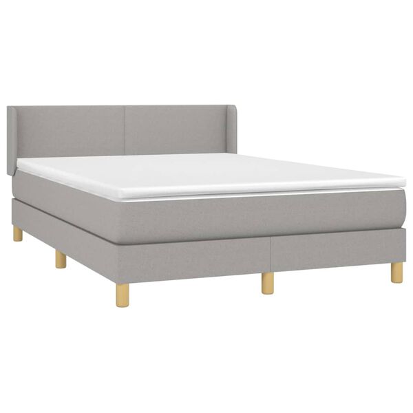 vidaXL Cama box spring con colch&oacute;n tela gris claro 140x190 cm
