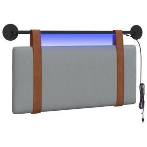 vidaXL Cabecero colgante Con luz LED Gris Claro PU antiguo
