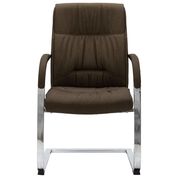 vidaXL Silla de oficina voladiza de tela marr&oacute;n