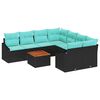 vidaXL Conjunto de sof&aacute;s de jard&iacute;n 9 pcs Negro rat&aacute;n sint&eacute;tico