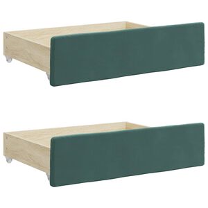 vidaXL Cajones de cama 2 uds madera ingenier&iacute;a terciopelo verde oscuro