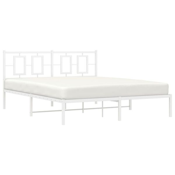 vidaXL Estructura cama sin colch&oacute;n con cabecero metal blanco 160x200cm