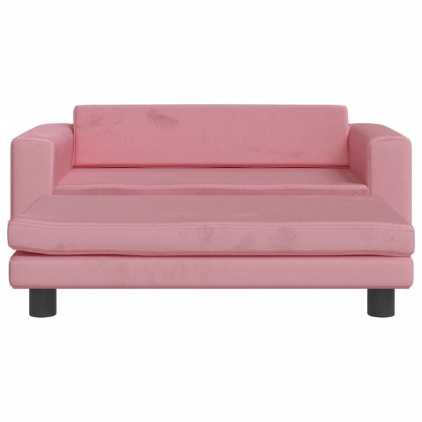 vidaXL Sof&aacute; para ni&ntilde;os con reposapi&eacute;s terciopelo rosa 100x50x30 cm