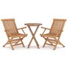 vidaXL Juego de comedor para jard&iacute;n 3 piezas madera maciza de teca
