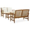 vidaXL Muebles de jard&iacute;n 3 piezas con cojines madera maciza de acacia
