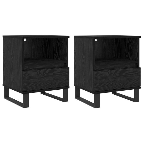 vidaXL Mueble cama Roble Negro 40 x 35 x 50 cm Madera de ingenier&iacute;a