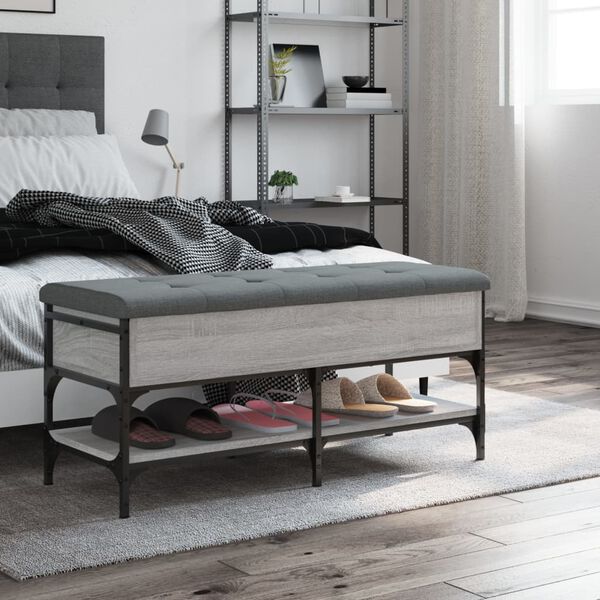vidaXL Banco zapatero madera de ingeniería gris Sonoma 102x42x45 cm