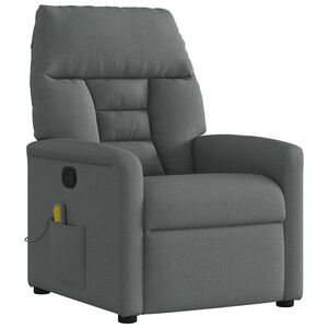 vidaXL Sill&oacute;n reclinable de masaje de tela gris oscuro