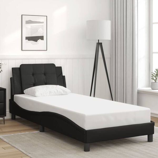 vidaXL Estructura de cama sin colch&oacute;n Zadar cuero sint&eacute;tico negro 80x200 cm