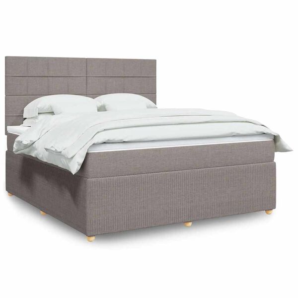 vidaXL Cama box spring con colch&oacute;n tela gris taupe 180x200 cm