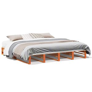 vidaXL Cama sin colch&oacute;n madera maciza de pino marr&oacute;n cera 200x200 cm