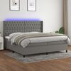 vidaXL Cama box spring colch&oacute;n y luces LED tela gris claro 200x200 cm