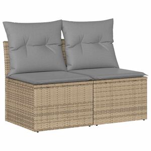 vidaXL Set sof&aacute;s jard&iacute;n y cojines 2 pzas rat&aacute;n sint&eacute;tico acacia beige