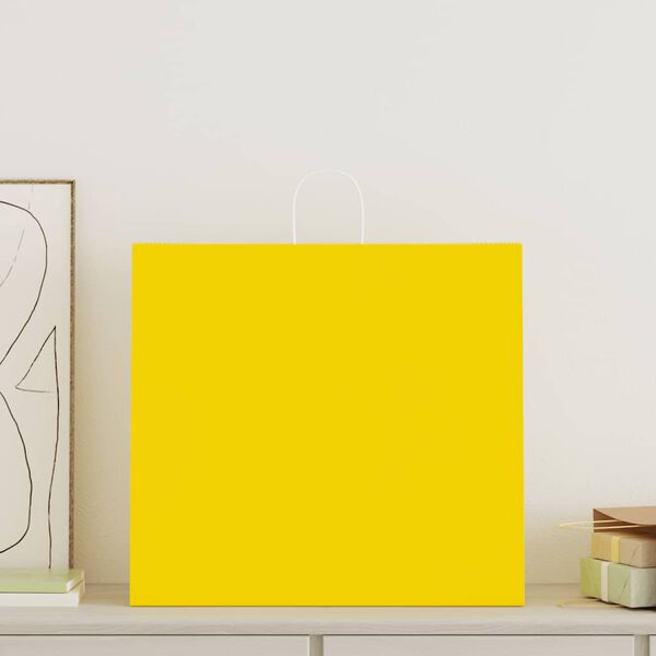 vidaXL Bolsas de papel con asas 50 uds amarillas 54x15x49 cm