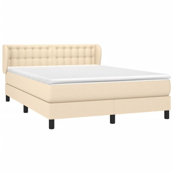 vidaXL Cama box spring con colch&oacute;n tela color crema 140x190 cm