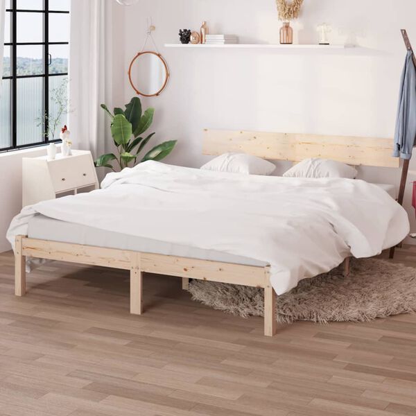 vidaXL Estructura de cama sin colch&oacute;n madera maciza 140x190 cm