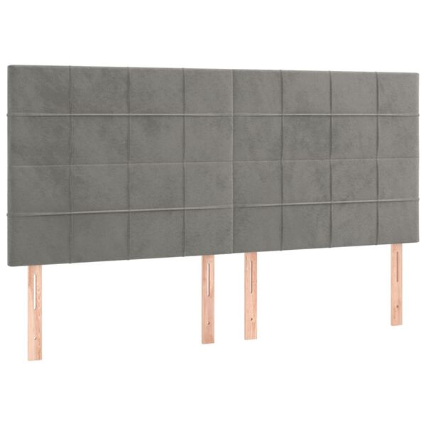 vidaXL Cabecero gris claro 200x5x118/128 cm terciopelo