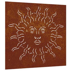 vidaXL Adorno de pared de jard&iacute;n acero corten dise&ntilde;o sol 55x55 cm