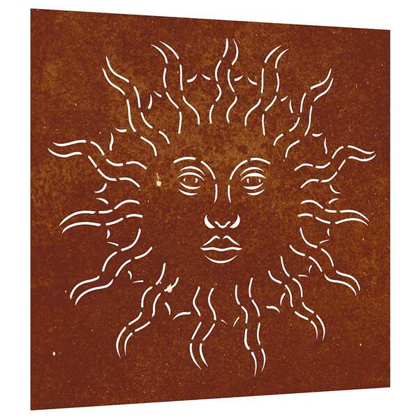 vidaXL Adorno de pared de jard&iacute;n acero corten dise&ntilde;o sol 55x55 cm