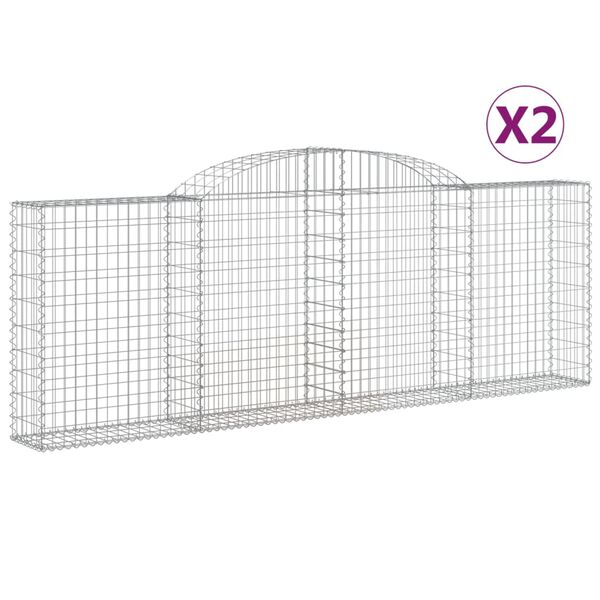 vidaXL Cestas de gaviones 2 uds forma de arco hierro 300x30x100/120 cm