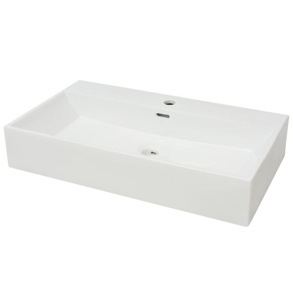 vidaXL Lavabo con orificio para grifo cerámica 76x42,5x14,5 cm blanco