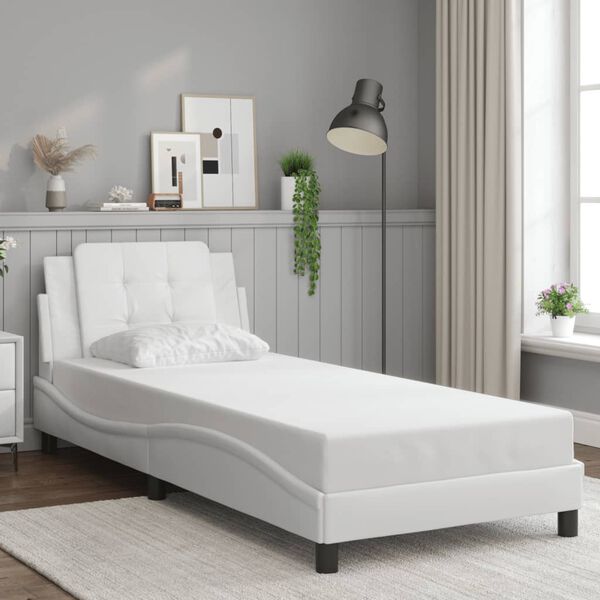 vidaXL Estructura de cama sin colch&oacute;n Zadar cuero sint&eacute;tico blanco 90x190 cm
