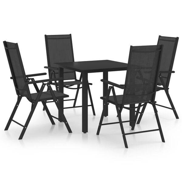 vidaXL Juego de comedor de jardín 5 piezas aluminio negro