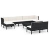 vidaXL Set de muebles de jard&iacute;n 10 pzas cojines rat&aacute;n sint&eacute;tico negro