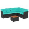 vidaXL Set de sof&aacute;s de jard&iacute;n 7 pzas con cojines rat&aacute;n sint&eacute;tico negro